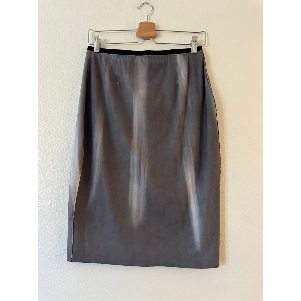 Elie Tahari Pencil Skirt Faux Suede Abstract Ombre Grey Size 6 Excellent